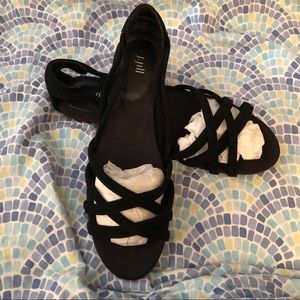 NWT J. Jill Size 11 Black Leather Strappy Flats